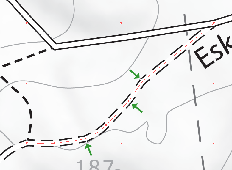 Four trail segments before joining.
