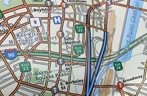 Example of multicolored cased road symbols.